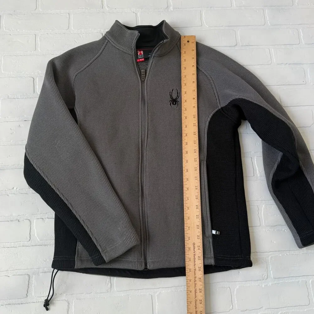 SPYDER Men's Core Sweater Knit Jacket Grey Black Insulated Zipper Pockets sz M
